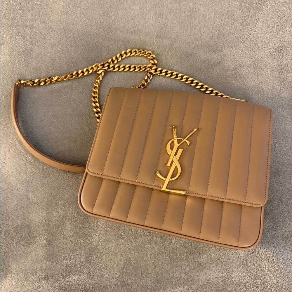 Yves Saint Laurent Tan Quilted Shoulder Bag
